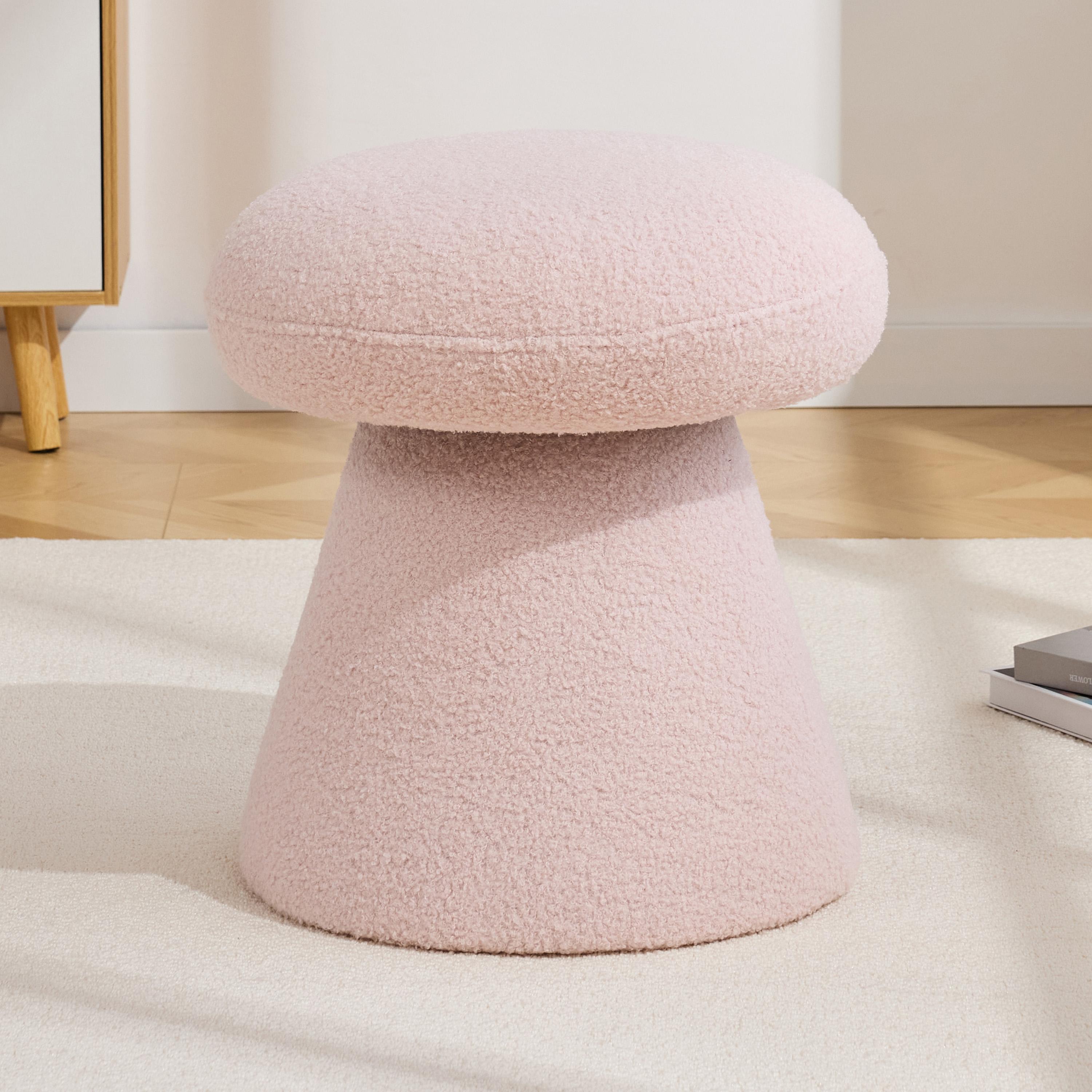 DG COLLECTION "Cozy Mushroom Ottoman with Teddy Upholstery and 360° Swivel, Footstool with Non-Slip Feet and No Assembly, 16'' L x 16"" W x 17.5"" H, Pink| Aosom.com" - $87.99 at Aosom US