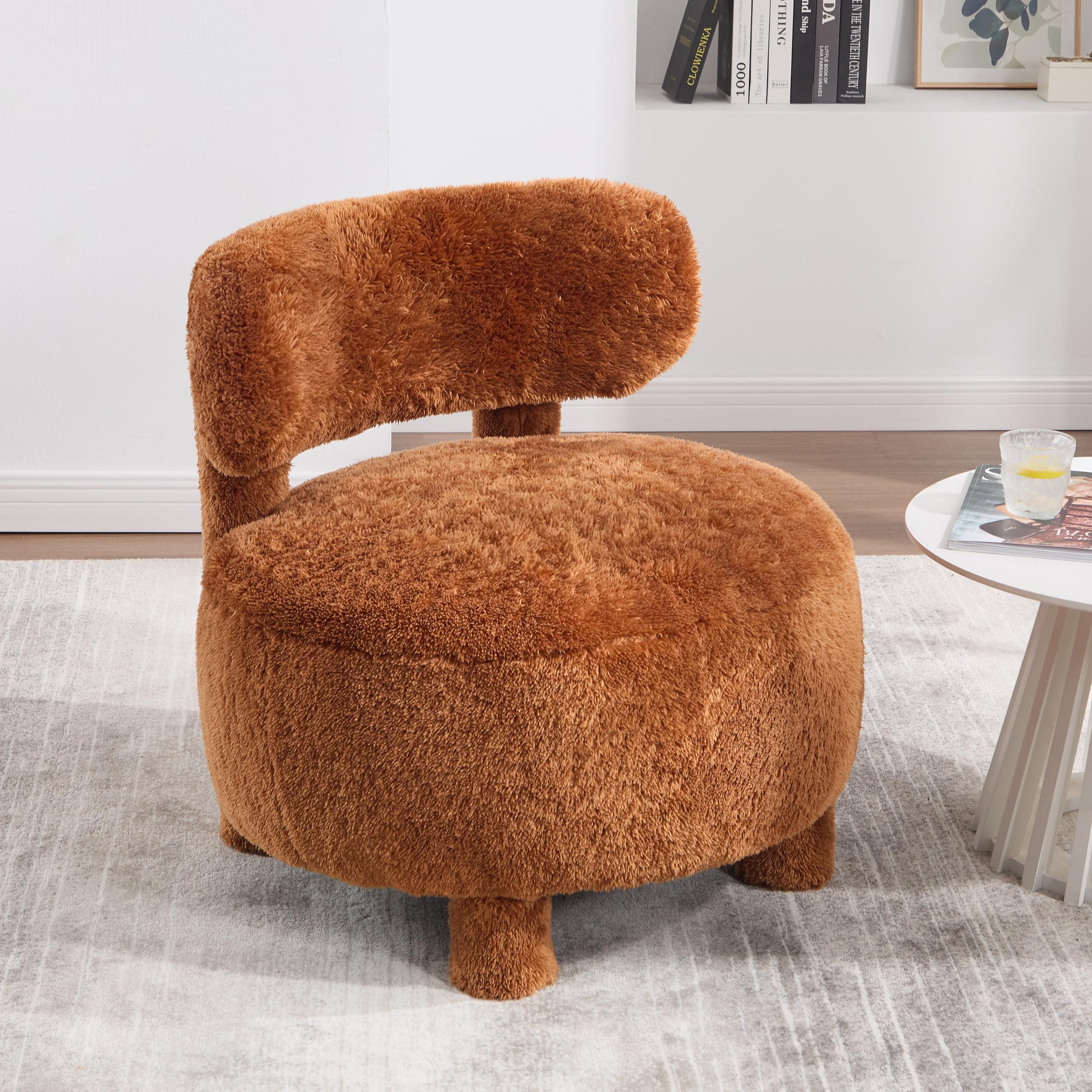 DG COLLECTION "Cozy Fur Fabric Accent Chair with Padded Seat Cushion, Chic Slipper Chair for Living Room Bedroom Vanity, 28.5'' L x 28.5""W x 30"" H, Khaki| Aosom.com" - $120.99 at Aosom US