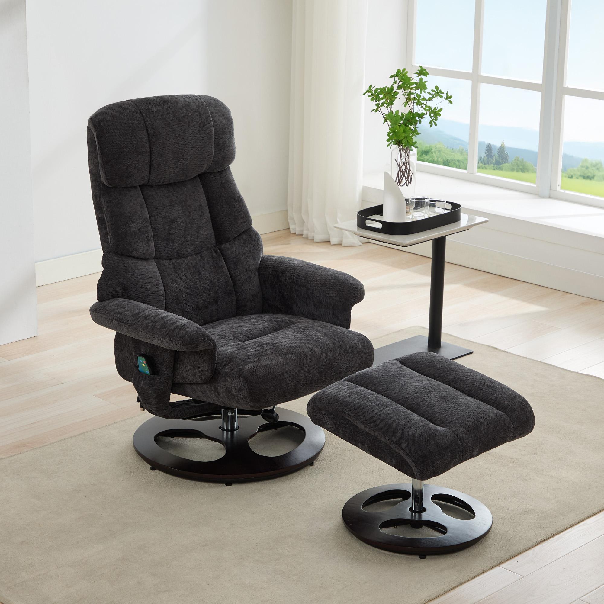 DG COLLECTION "Ergonomic Recliner with Ottoman and Massage, Swivel Lounge Chair with Heated Seat and 140° Recline, 32'' L x 33"" W x 43.5"" H, Dark Gray| Aosom.com" - $307.99 at Aosom US