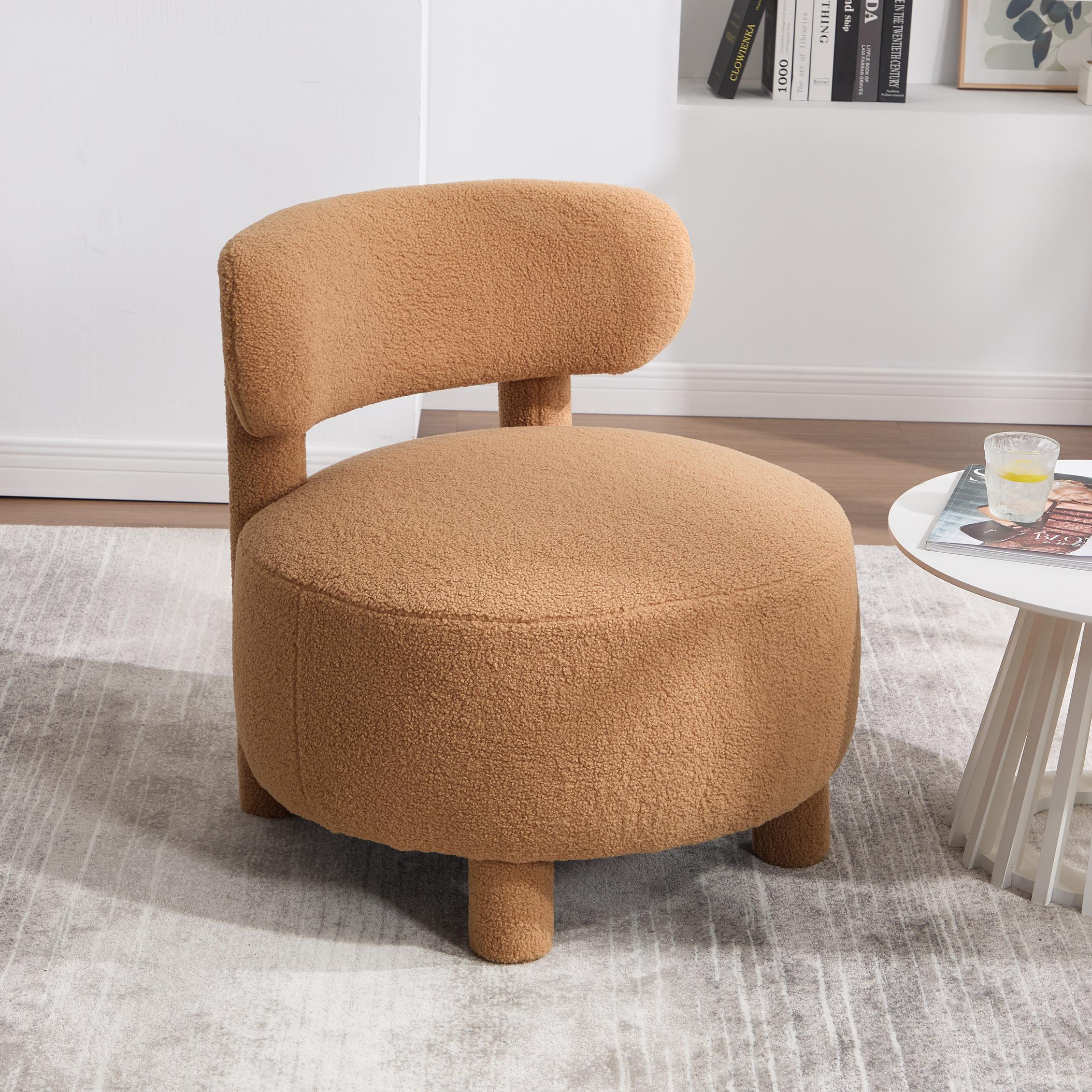 DG COLLECTION "Cozy Teddy Fabric Accent Chair with Padded Seat Cushion, Versatile Slipper Chair for Living Room Bedroom, 28.5'' L x 28.5""W x 30"" H, Khaki| Aosom.com" - $120.99 at Aosom US