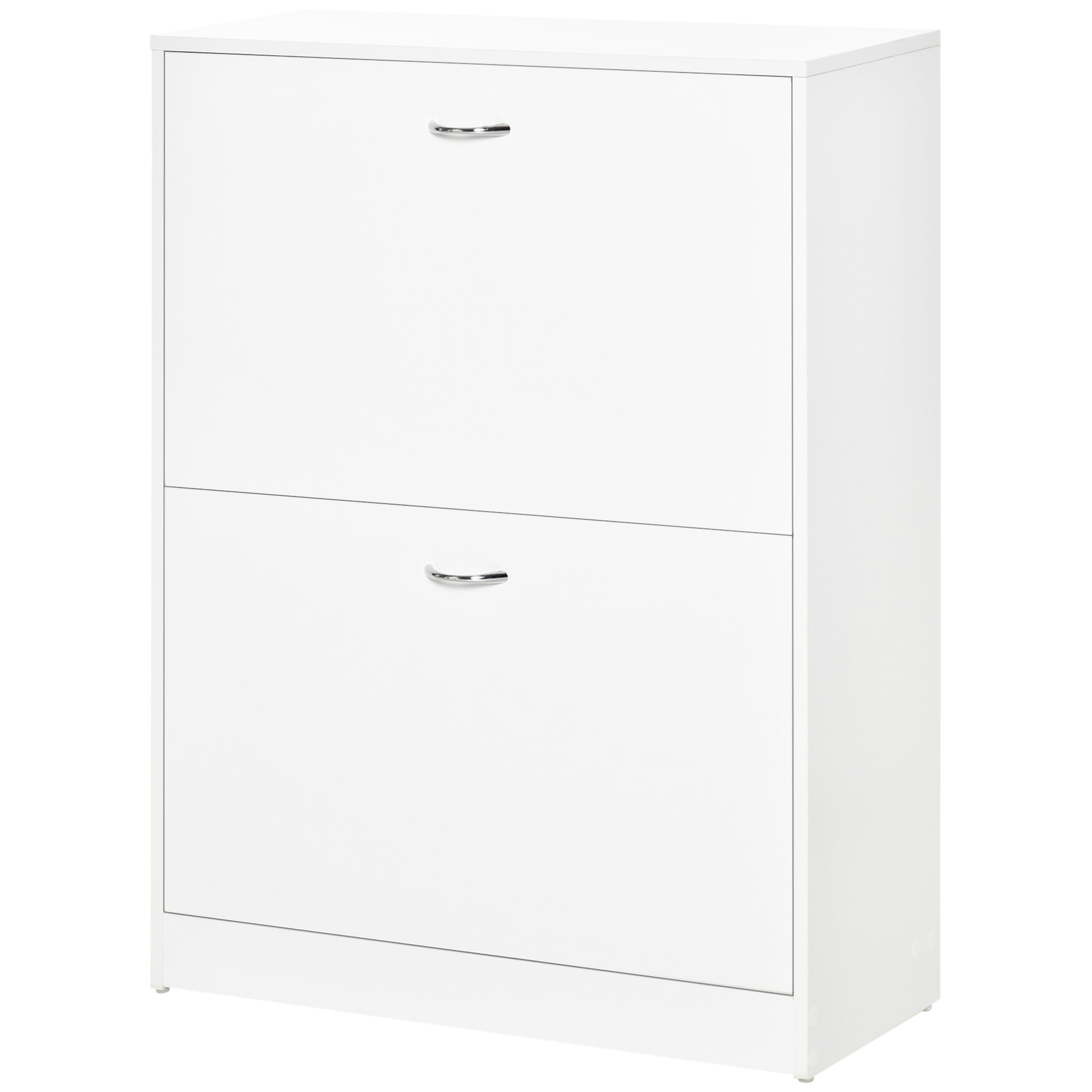 HOMCOM Shoe Cabinet with 2 Flip Drawers, Narrow Shoe Storage Cabinet with Adjustable Shelves for Entryway, Hallway, White