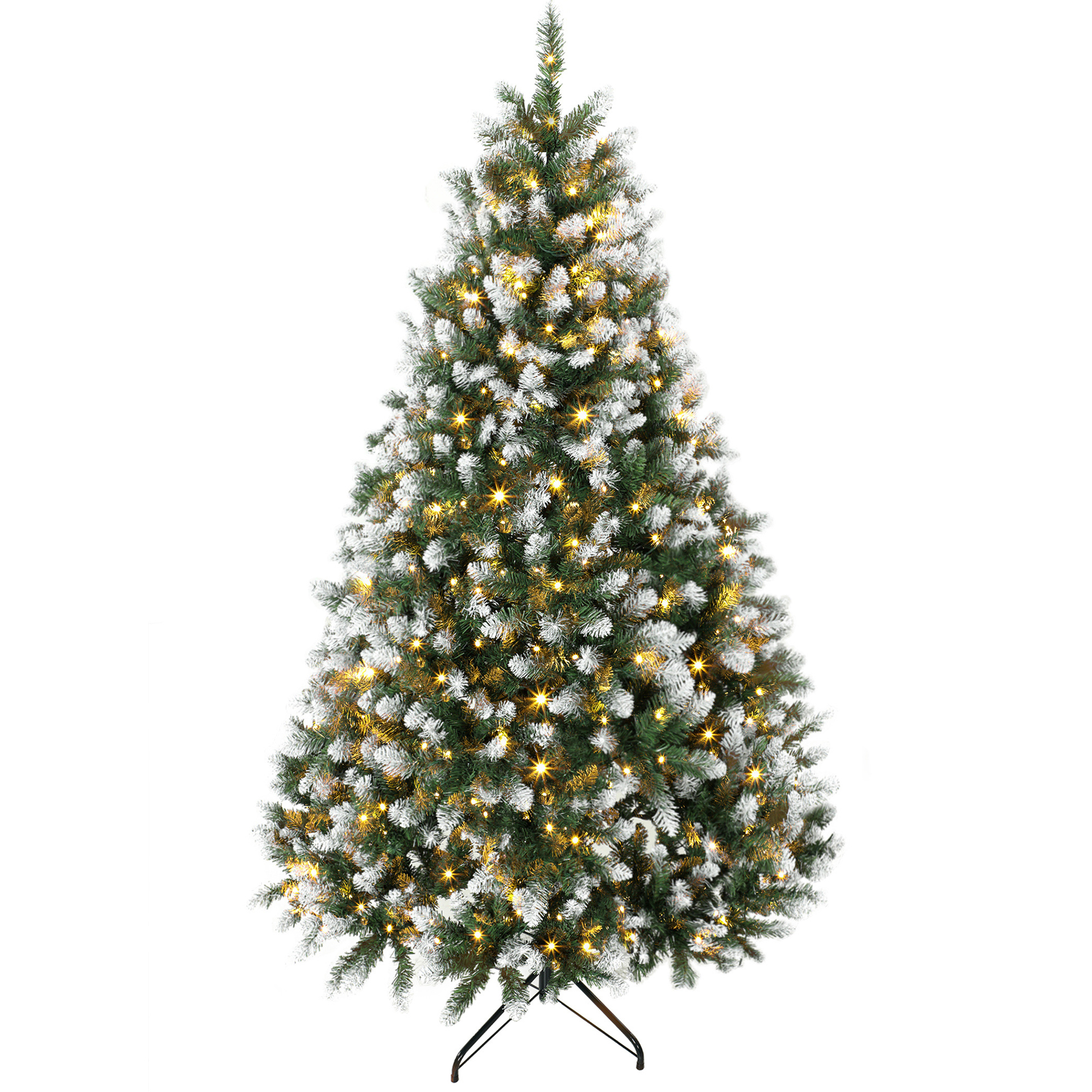 HOMCOM HOMCOM 7.5ft Pre-lit Artificial Christmas Tree White-Tipped Hinged Full Xmas Tree with 1378 Tips - $155.99 at Aosom US