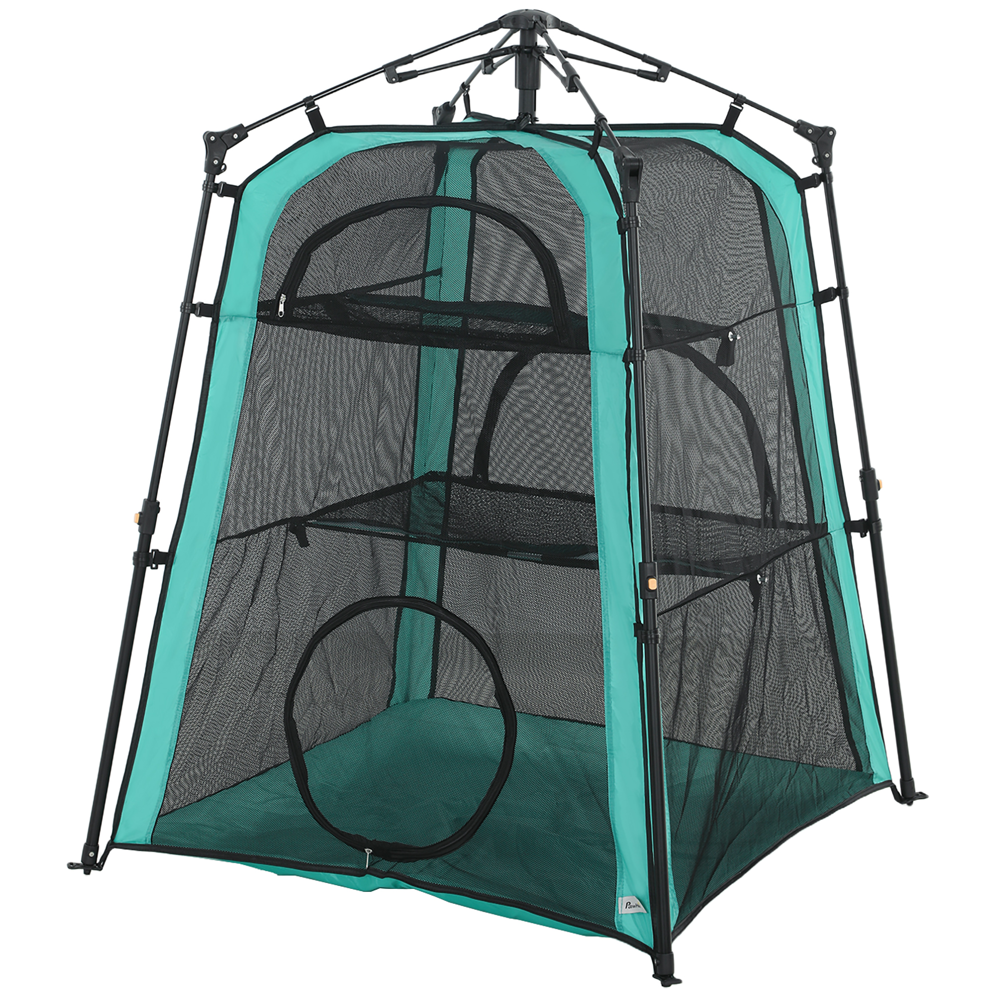 PawHut Catio Outdoor Cat Enclosure, 3-Tier Pop Up Cat Tent with Multi-Door Design, Breathable Mesh & Carry Bag, Green