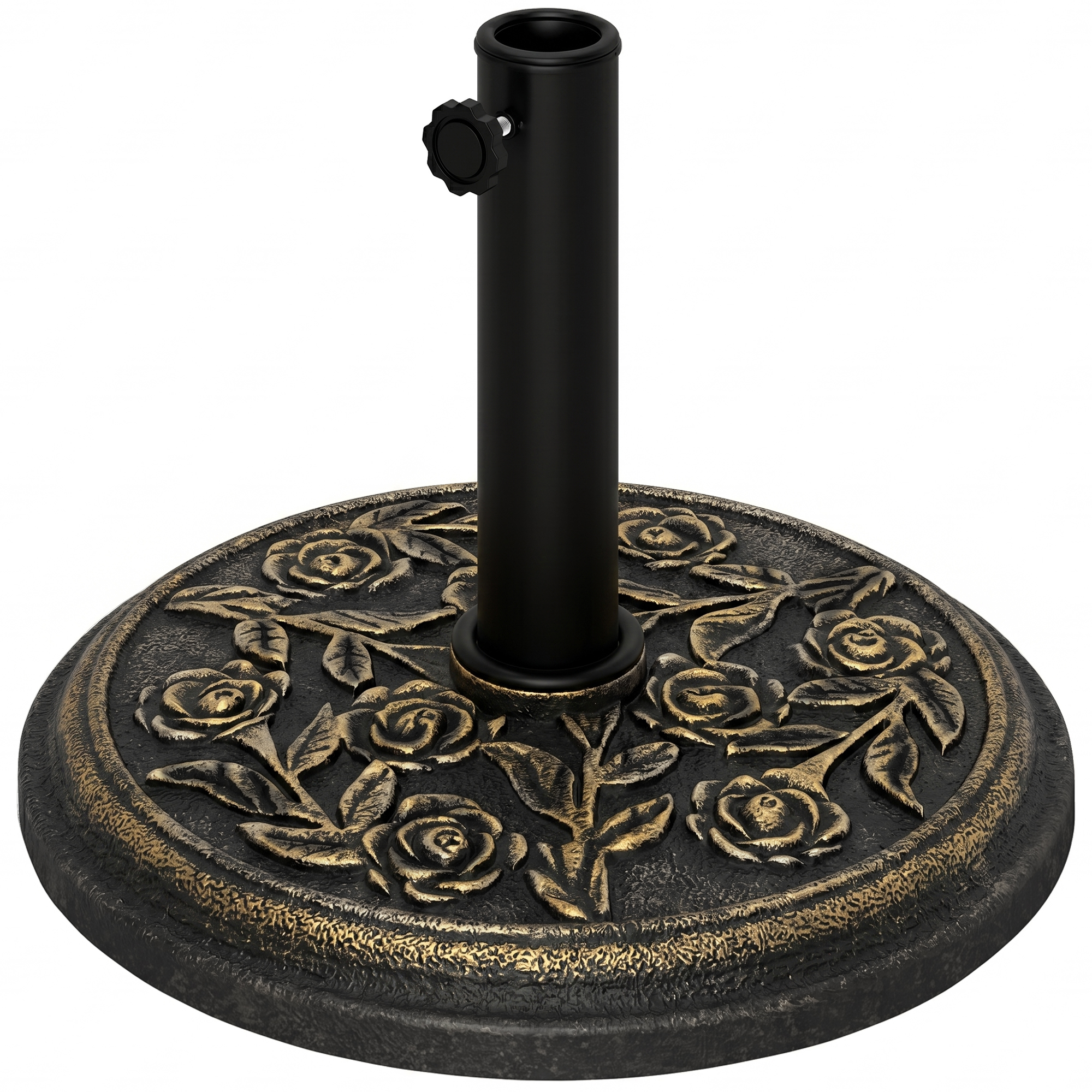 Outsunny "Outsunny Round Resin Umbrella Base 18"", Rose Floral Pattern, Market Parasol Stand for F1.5"", F1.89"" Pole - Bronze | Aosom.com" - $36.99 at Aosom US