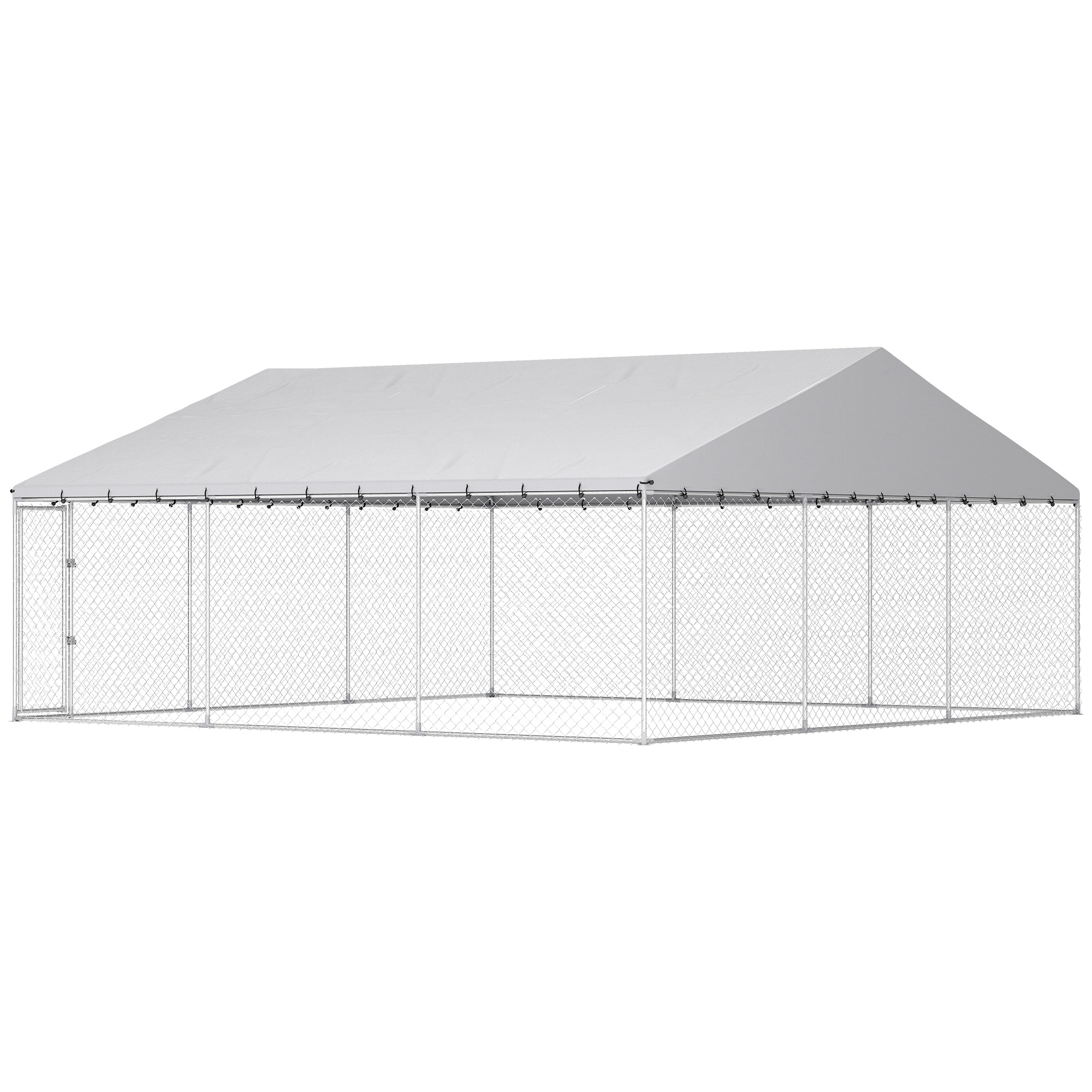 PawHut PawHut Heavy Duty Outdoor Dog Kennel with Waterproof Roof, Secure Latch, Chain Link Dog Run for Backyard, 19.7' x 19.7' x 8.9' - $686.99 at Aosom US