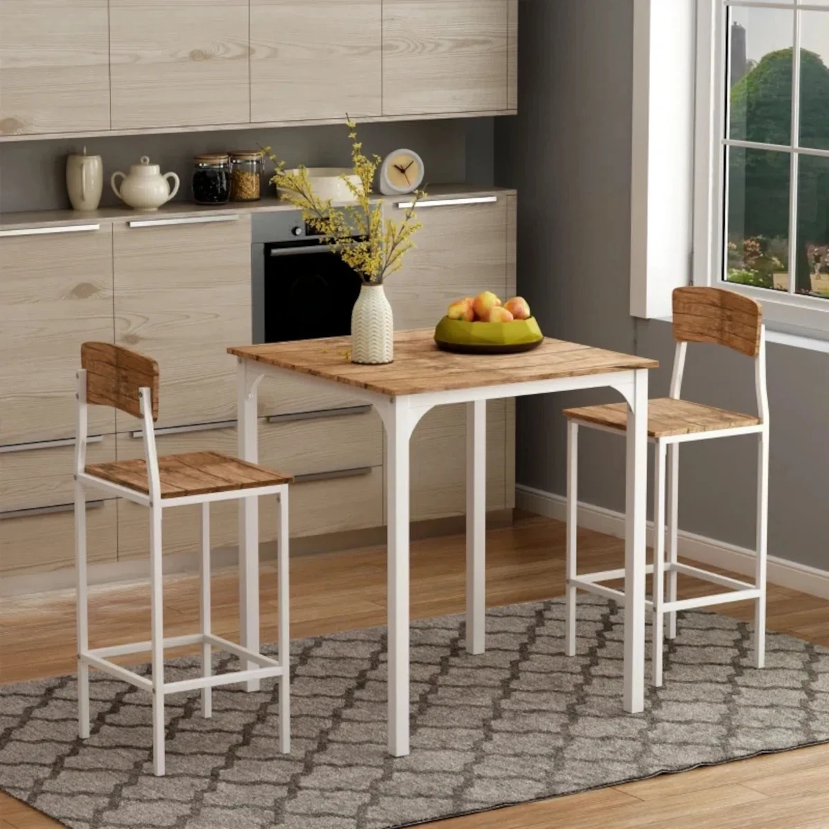 HOMCOM 3 Piece Pub Table and Chair Set Assembly Manual 