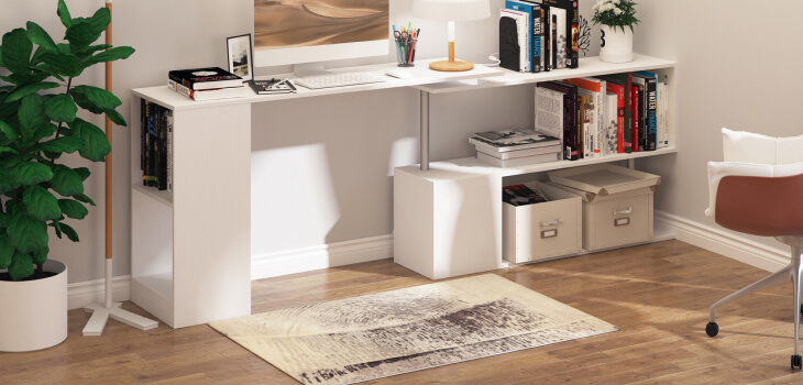 Flexible L-Shaped Desk: Space-Saving, Rotating Corner Design