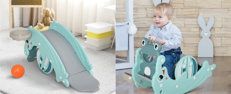 3-in-1 Kids Slide And Rocking Horse：