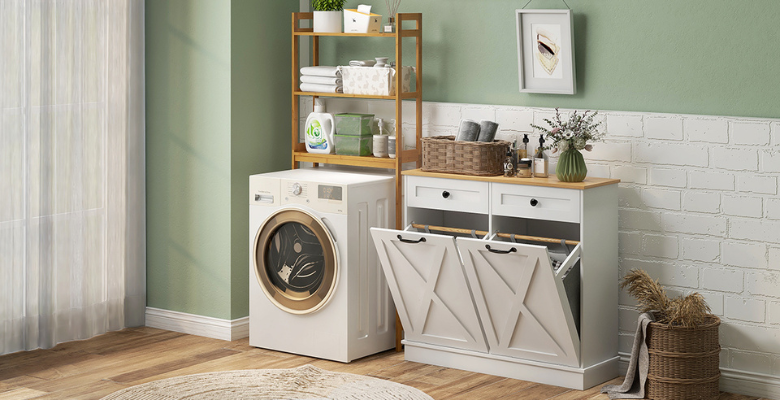 Laundry Storage Cabinet to Hide and Organize Dirty Clothes