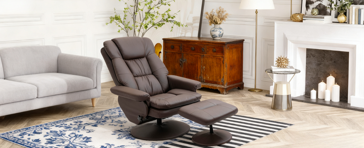 PU Leather Recliner with Ottoman