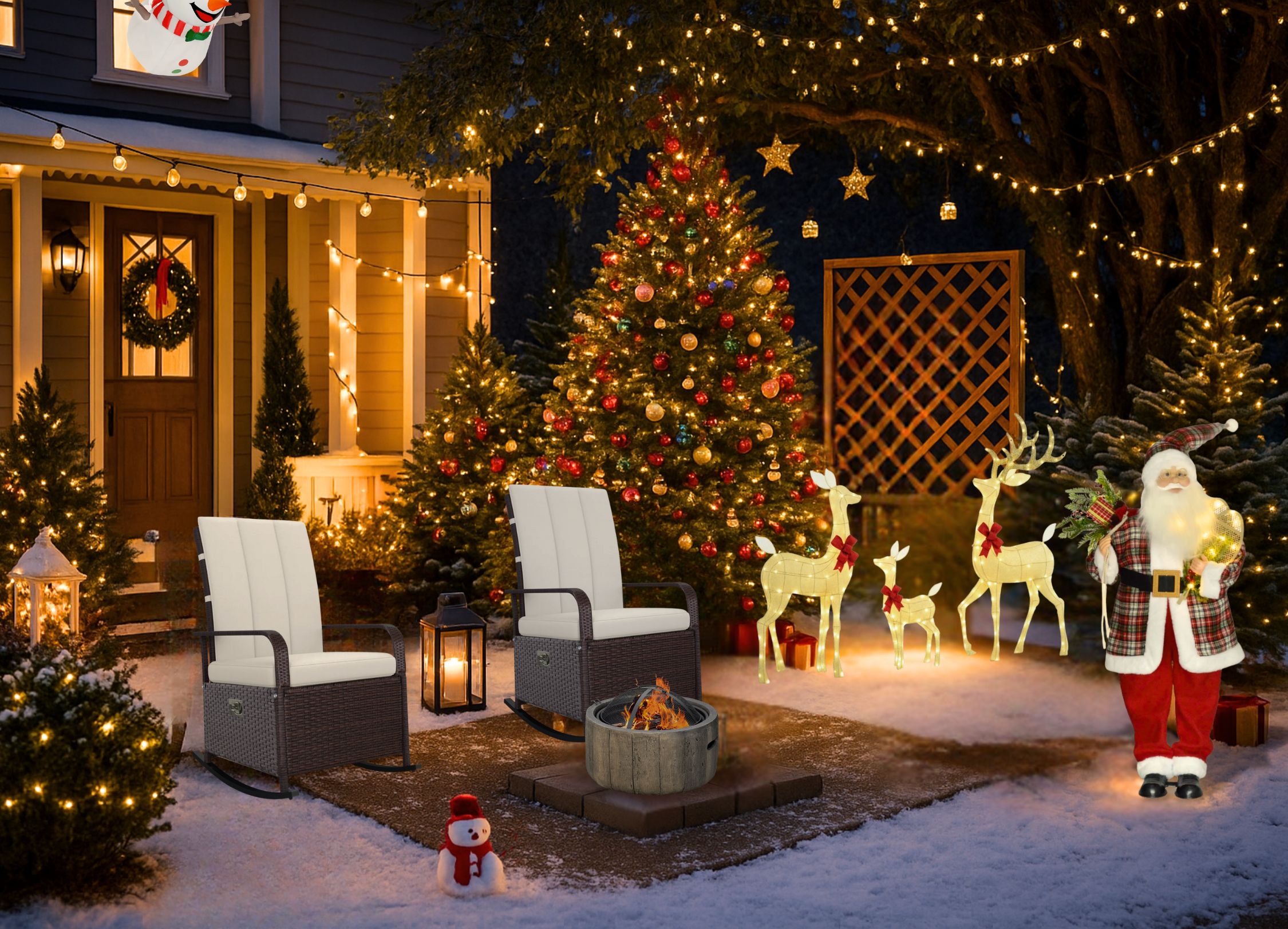 Cozy Christmas front yard