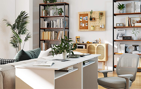 Productive workspace: Office desk and chair
