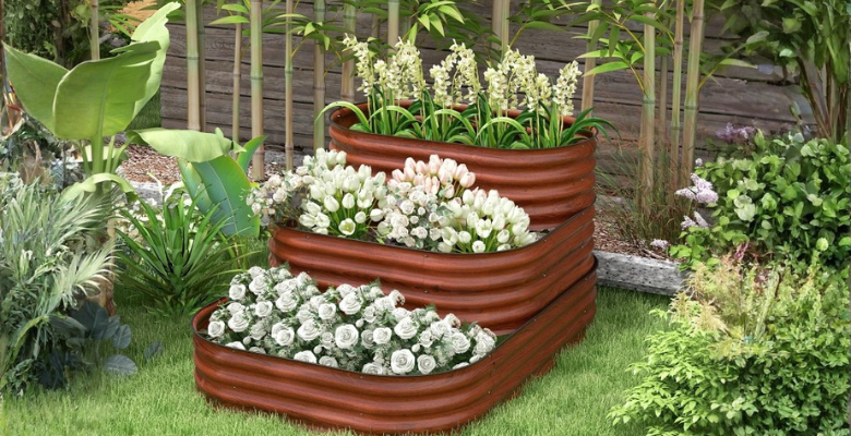 3-Tier Raised Planter With Trellis