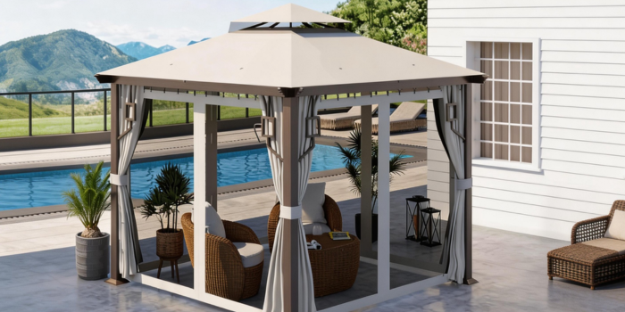 Gazebo with mosquito nets 