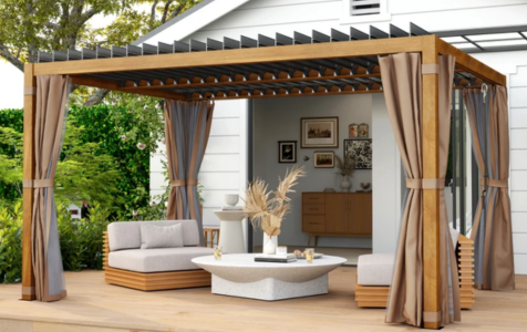 Pergola with curtains 