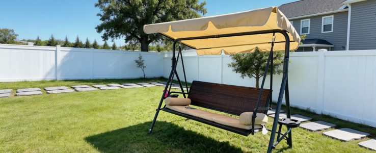 Outdoor Steel & Wicker Swing Chair