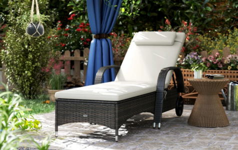 Wicker Sun Lounger with Wheels