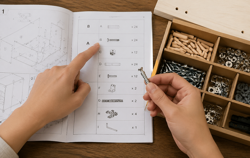 Verify screw types before assembly