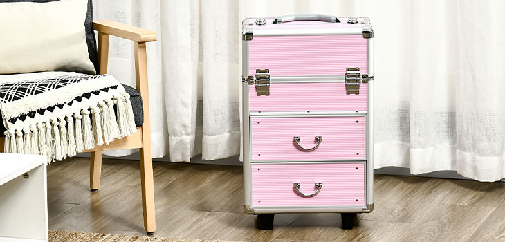 HOMCOM Rolling Makeup Train Case