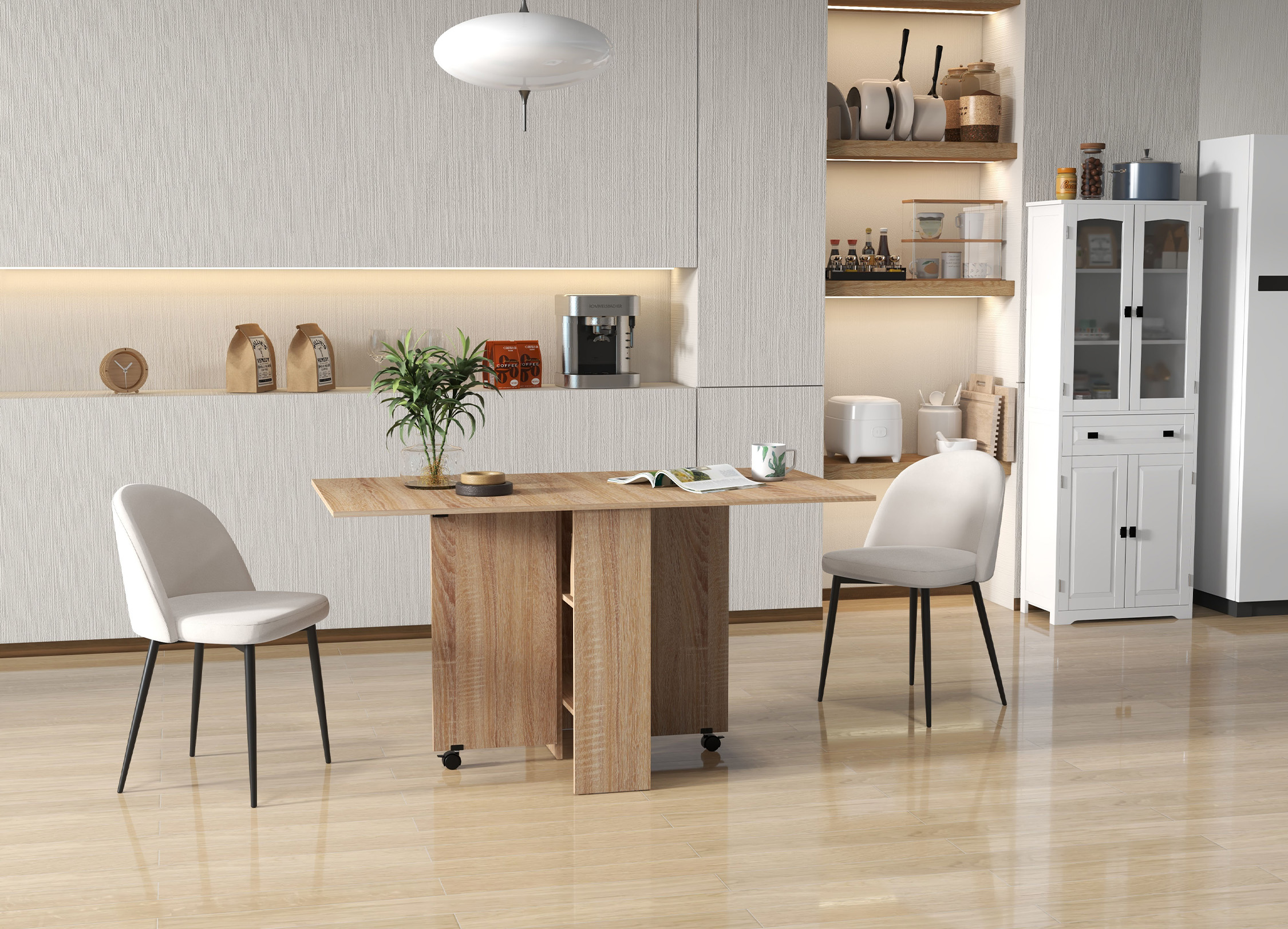 HOMCOM Folding Dining Table Drop Leaf Multifunctional Expandable Desk ...