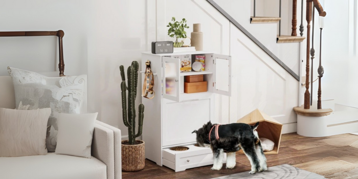Pet Feeder Station with Cabinets