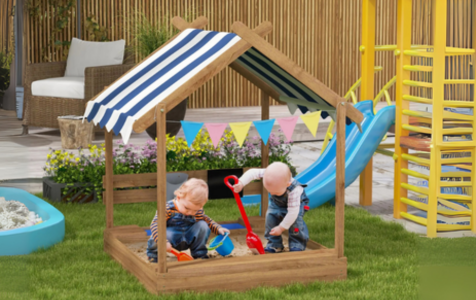 Wood Sandbox with Canopy:
