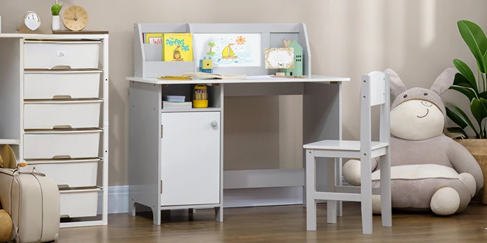 Desk and chair set with drawing area