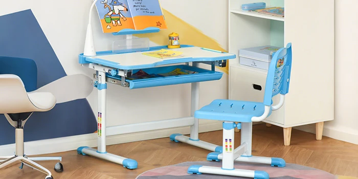 ADJUSTABLE DESK AND CHAIR SET WITH USB LIGHT