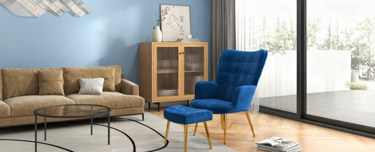 Modern Accent Chair with Ottoman