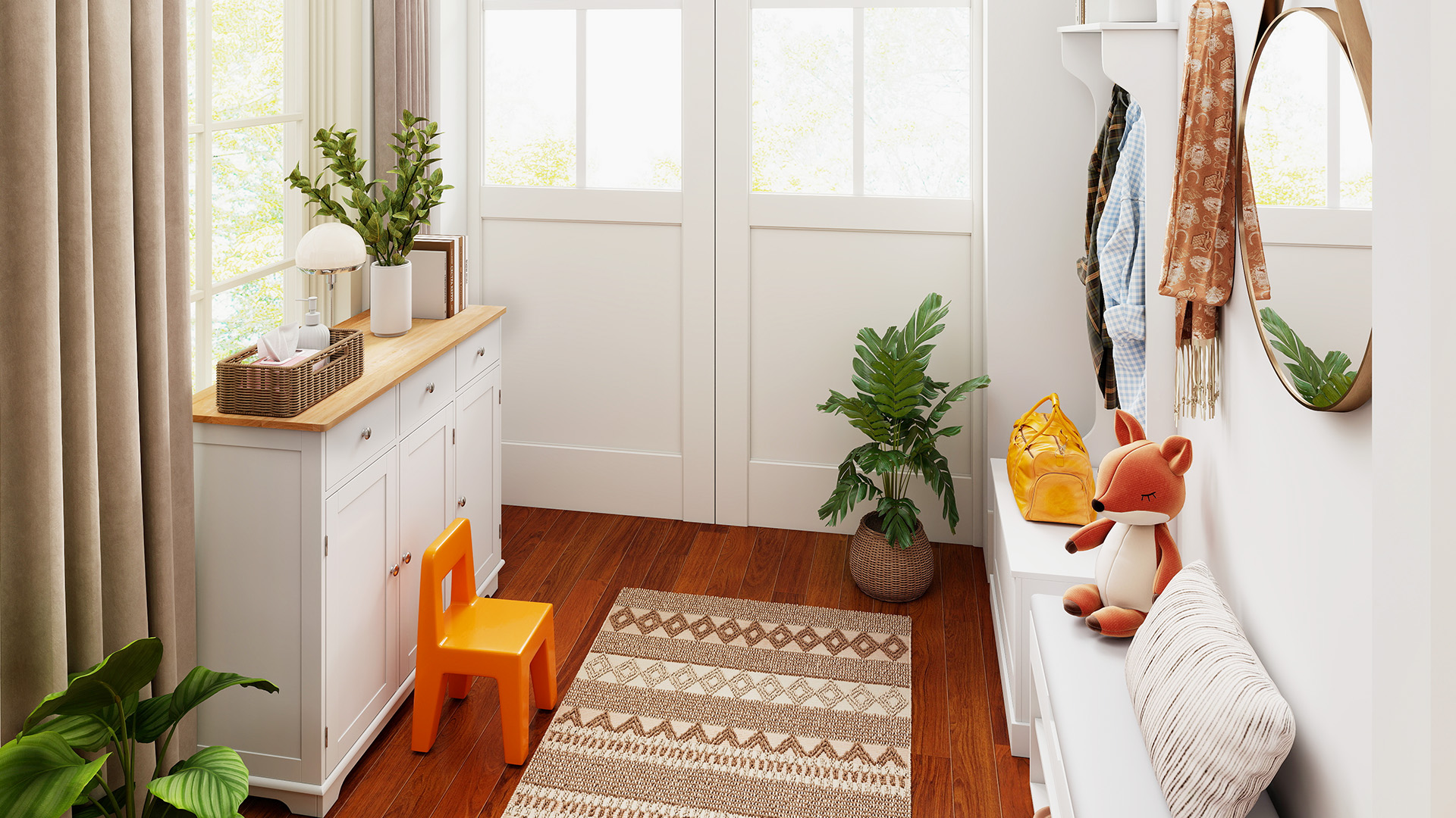 Bright and Practical Family Entryway