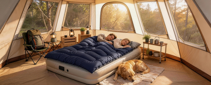 Inflatable Air Bed with 2 Pillows