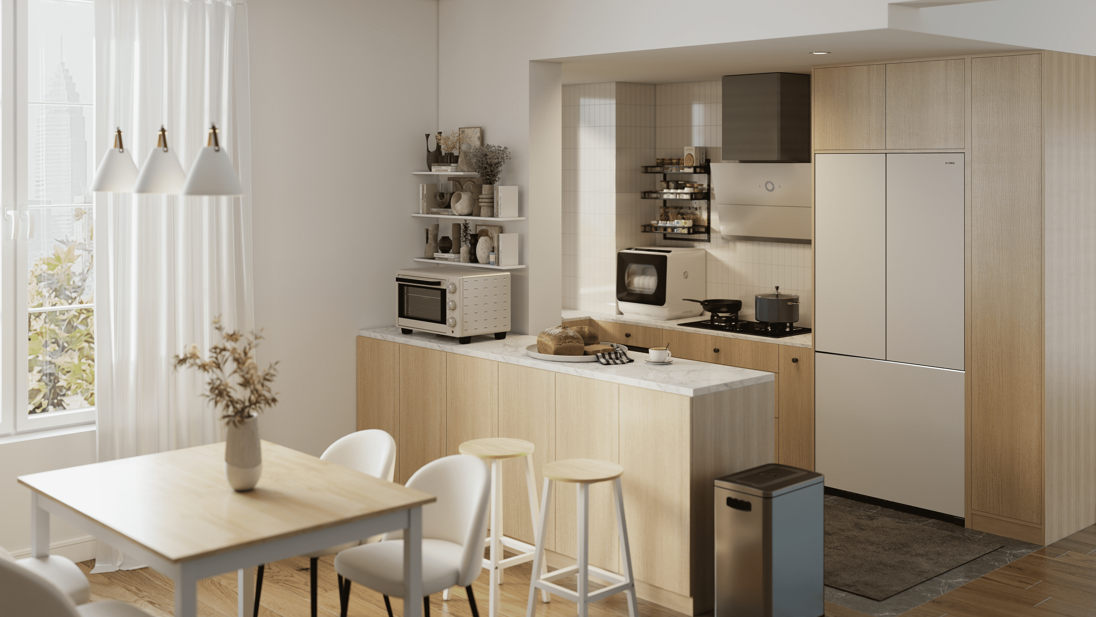 Compact Kitchen with Smart Zoning