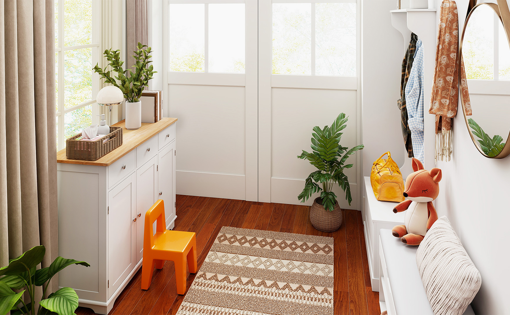 Bright and Practical Family Entryway