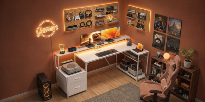 LED DESK WITH BUILT-IN CHARGING