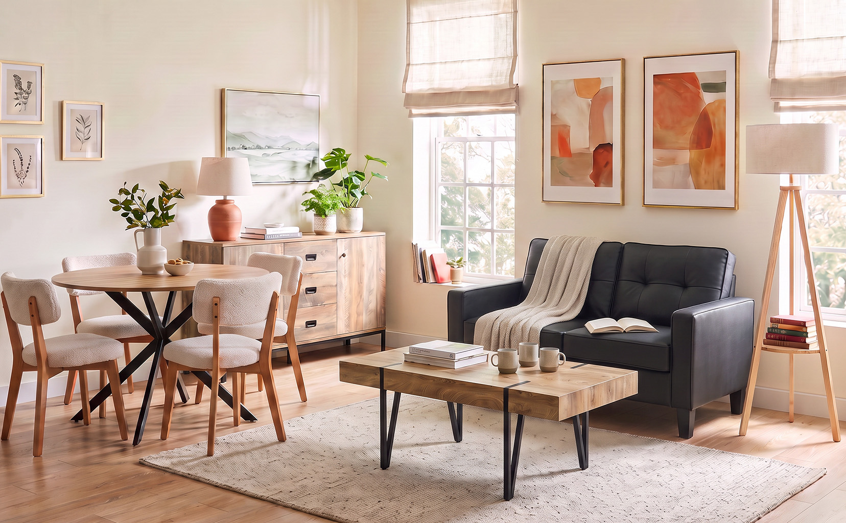 Integrated living and dining room