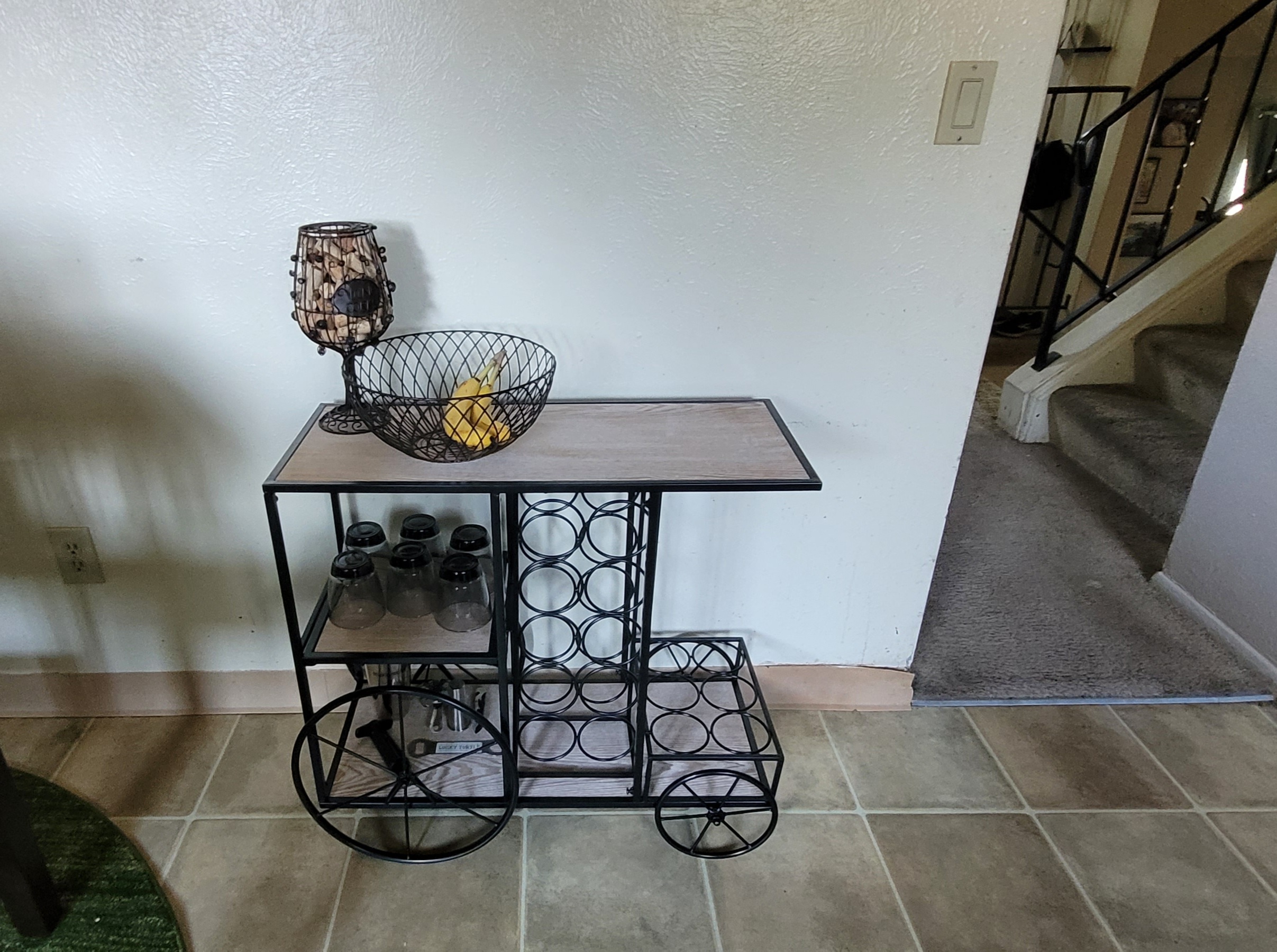 16Bottle Mobile Bar Cart with Wine Rack Storage, Featuring an