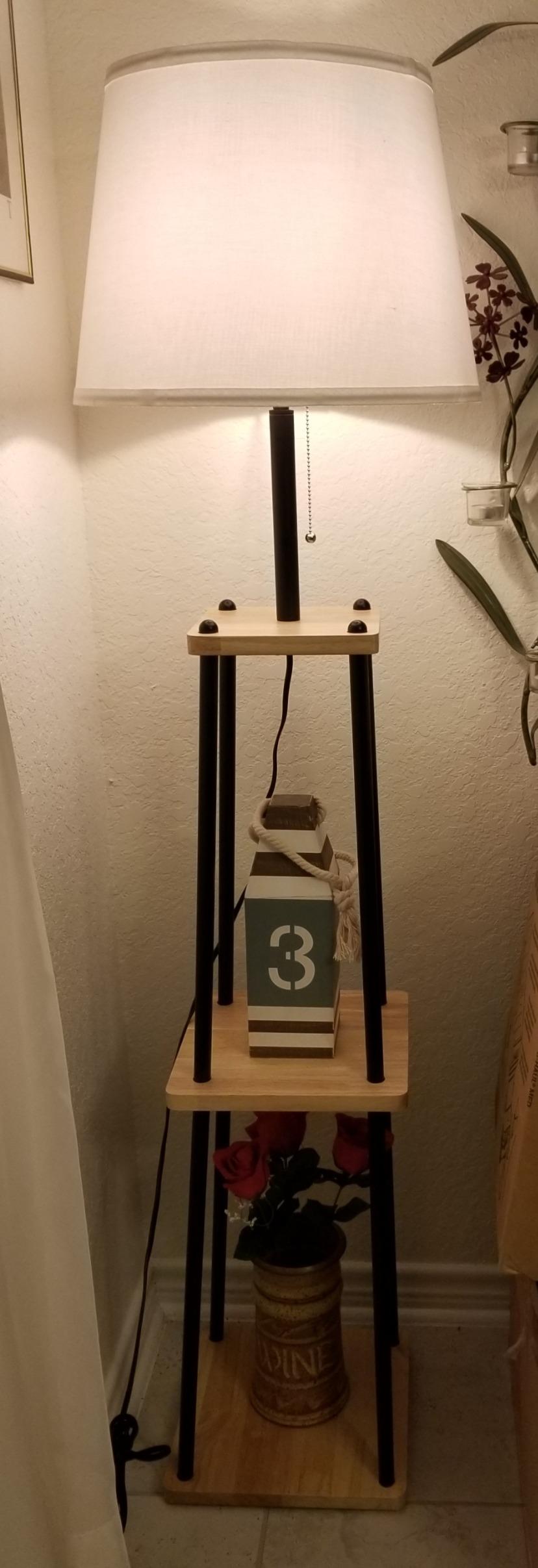 HOMCOM Modern Free Standing Tall Floor Lamp With Linen Style Fabric ...