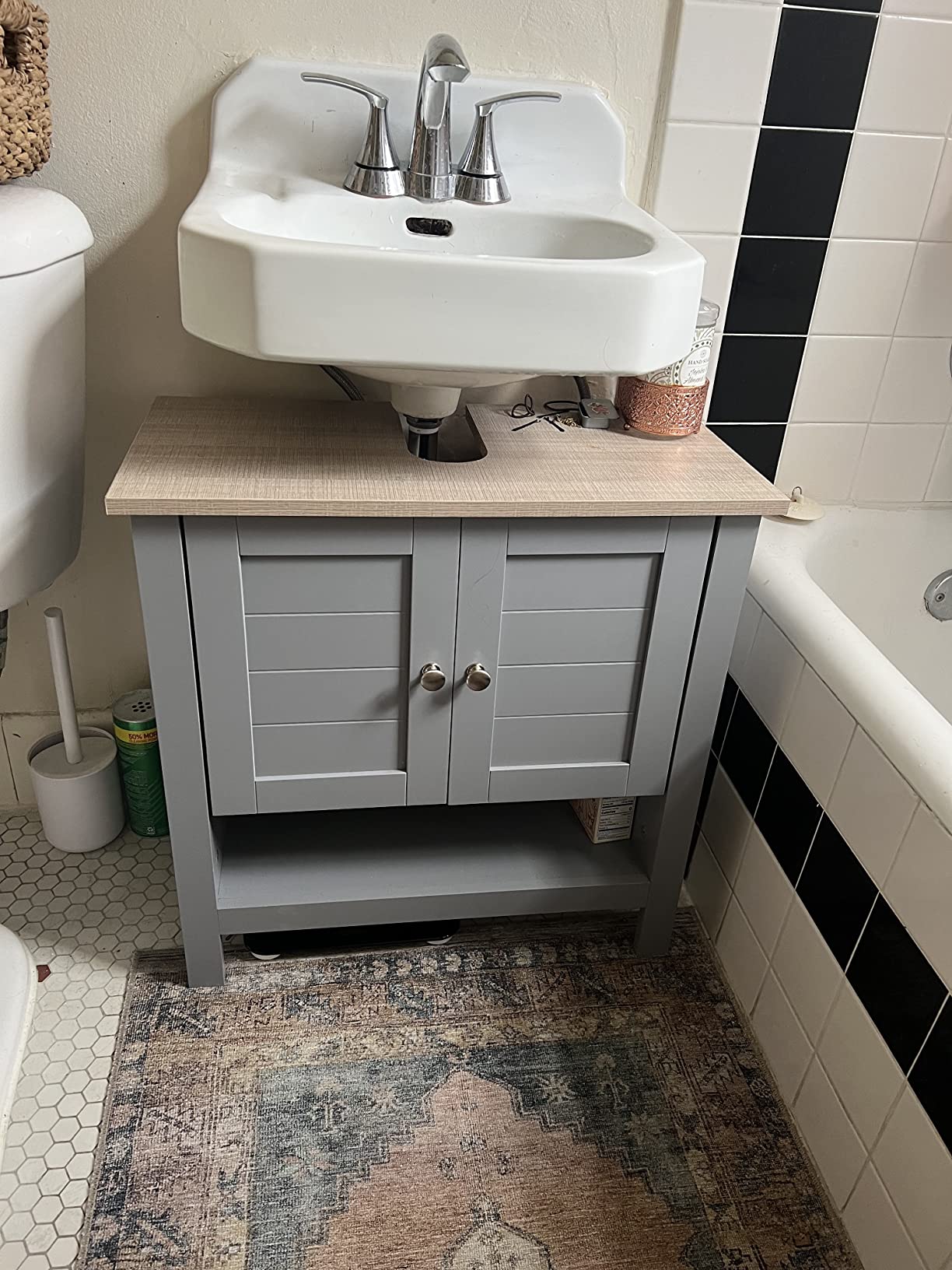 kleankin Bathroom Under Sink Cabinet, Bathroom Vanity Unit, Pedestal ...