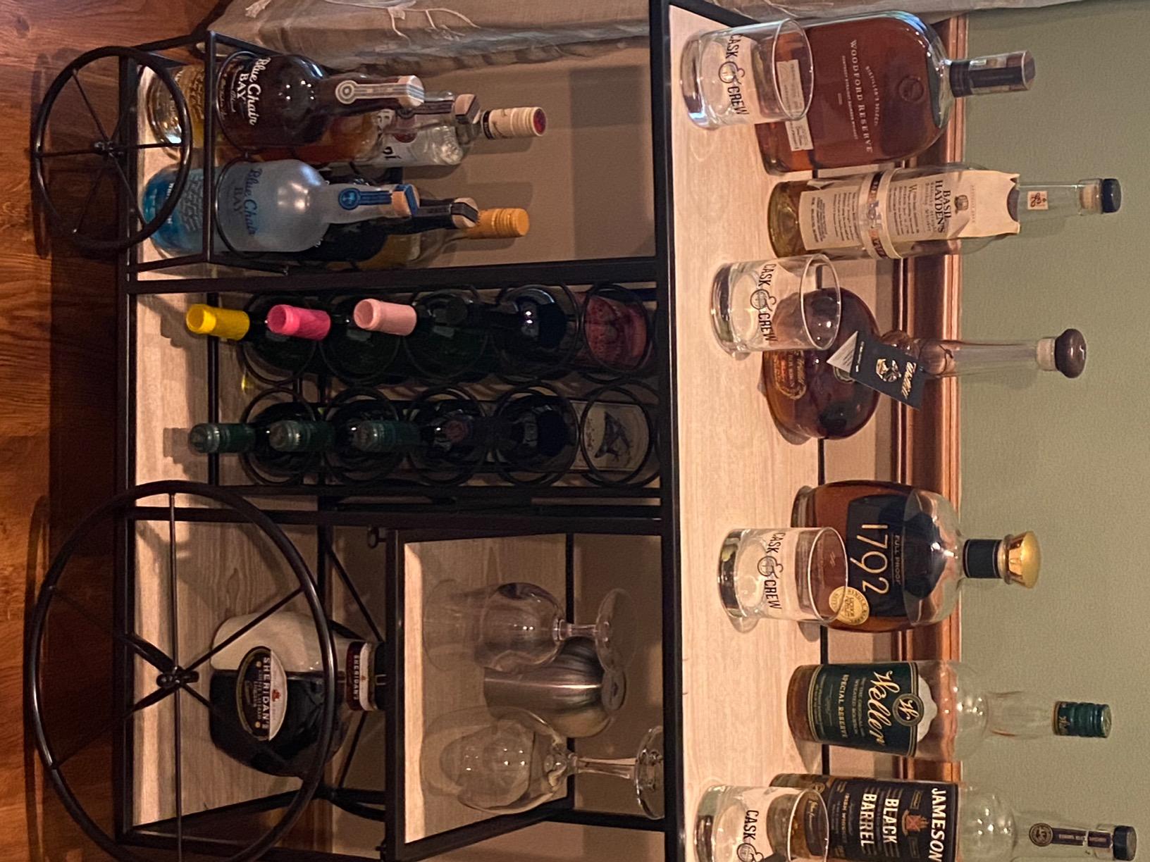 16Bottle Mobile Bar Cart with Wine Rack Storage, Featuring an