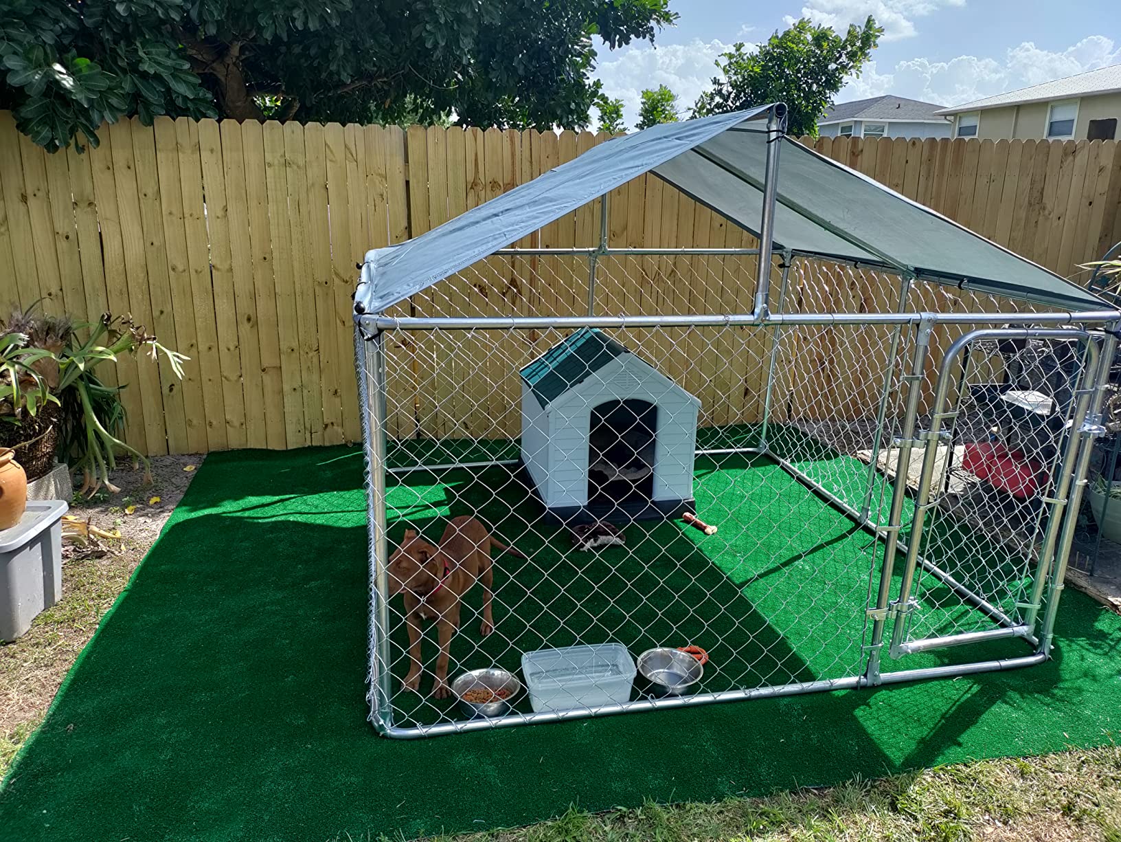 PawHut Dog Kennel Heavy Duty Playpen with Galvanized Steel Mesh