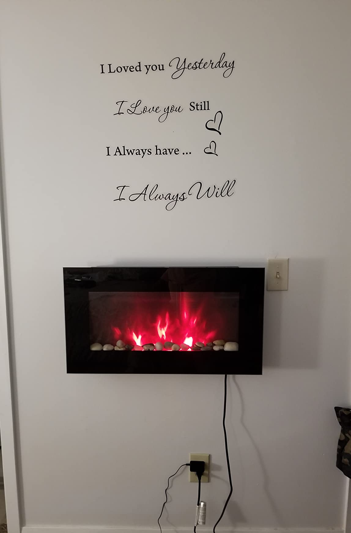 28.5" 1500W Electric WallMounted Fireplace with Flame Effect, 7
