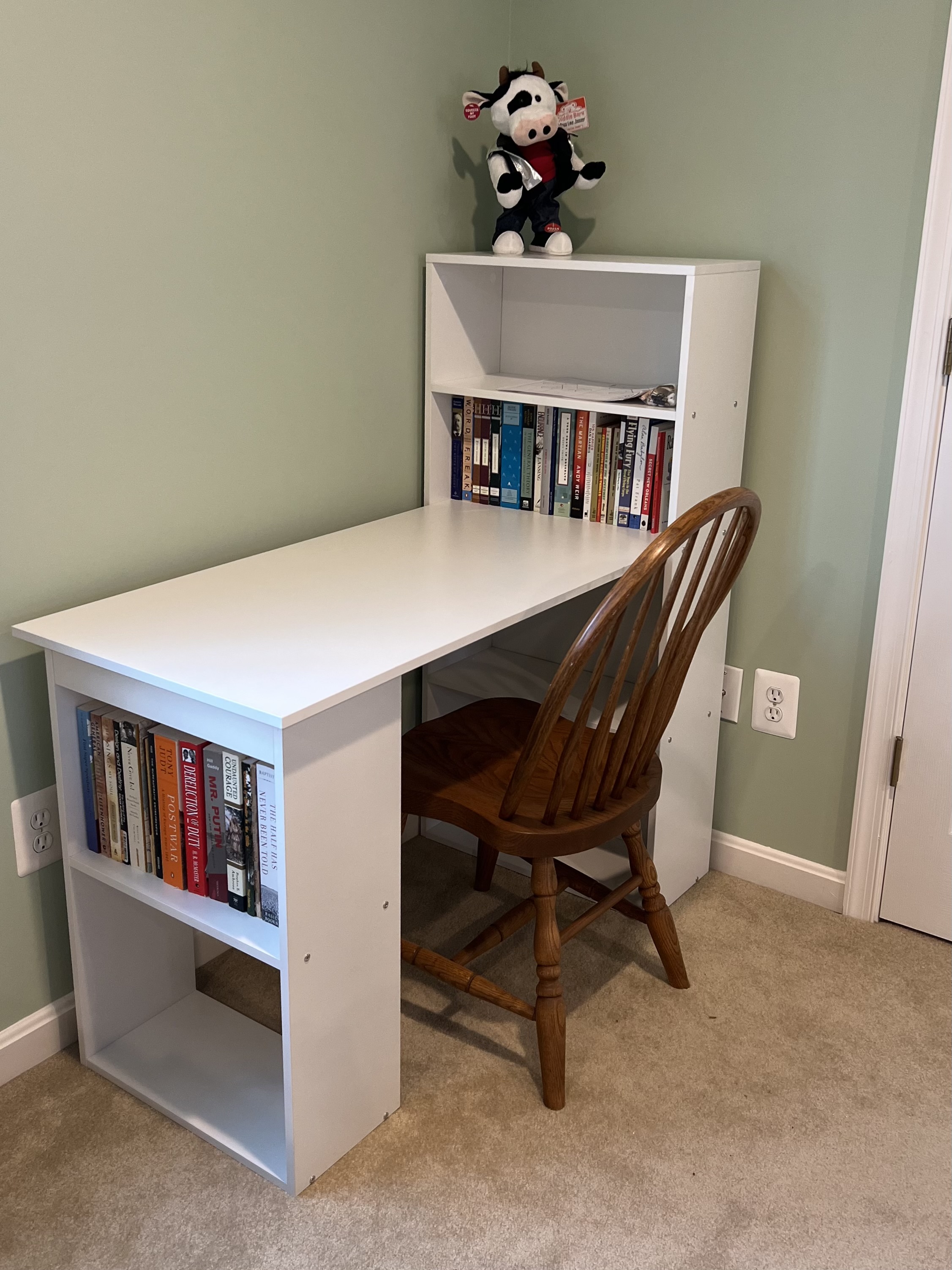 HOMCOM Modern Compact Computer Desk with 6-Tier Storage Shelves Combo ...