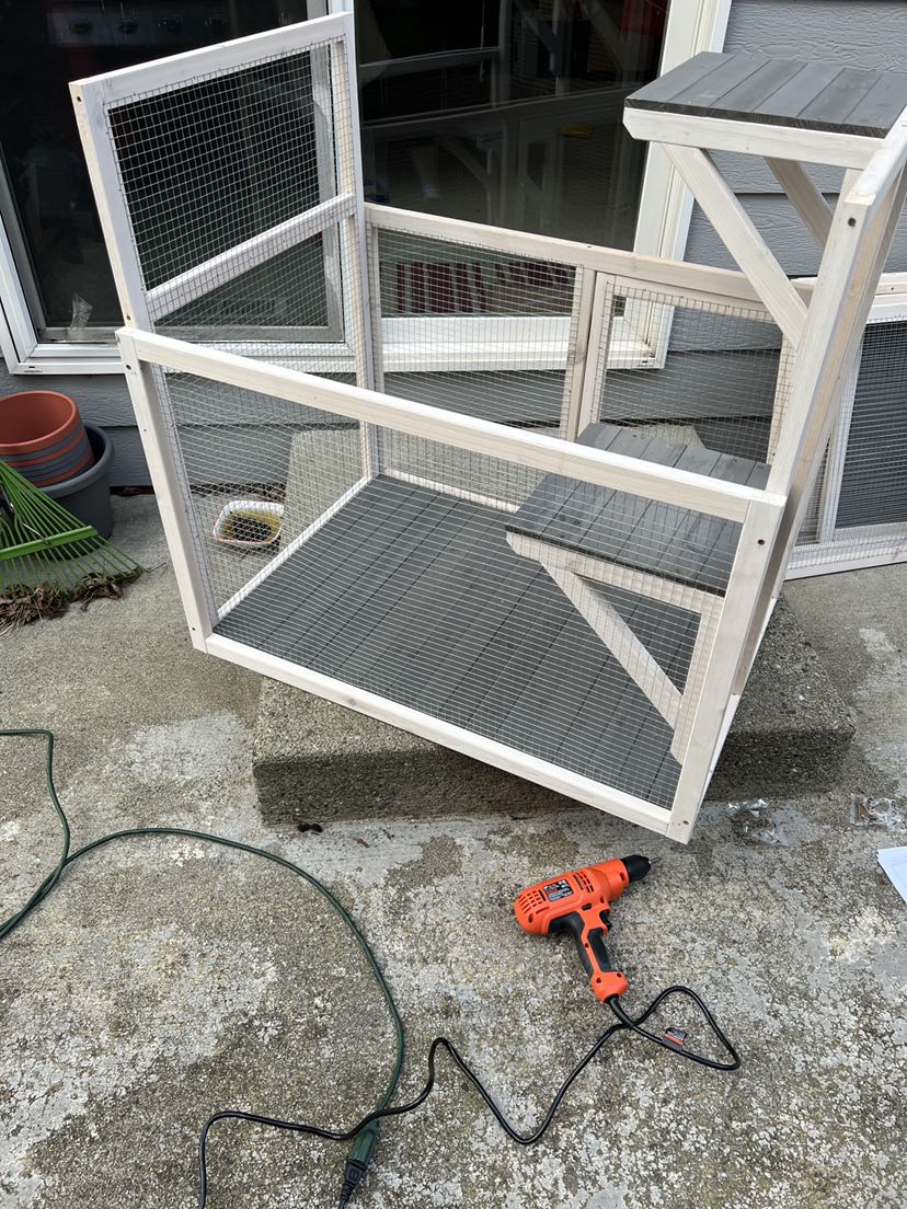 PawHut Cat Catio Outdoor Cat House with Run on Wheels, 36" L Wooden