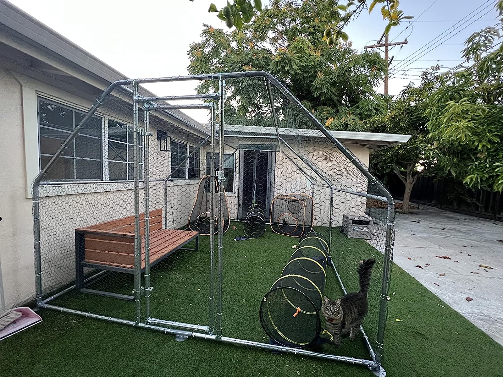 PawHut 18.5' Metal Chicken Coop Run with Roof, WalkIn Chicken Coop