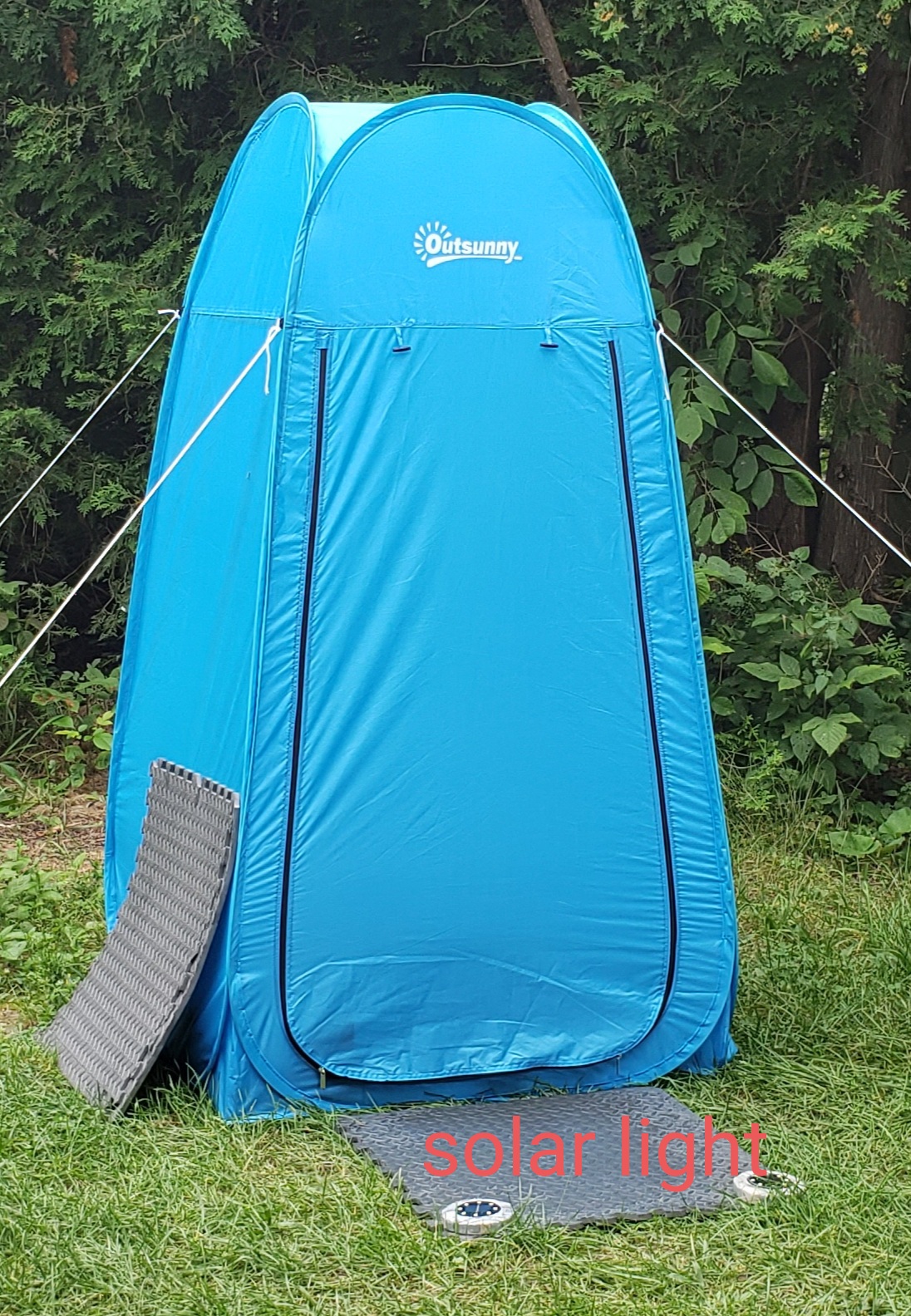 Outsunny Pop Up Camping Shower Tent Beach Toilet Portable w/ Carry Bag Blue Aosom Canada