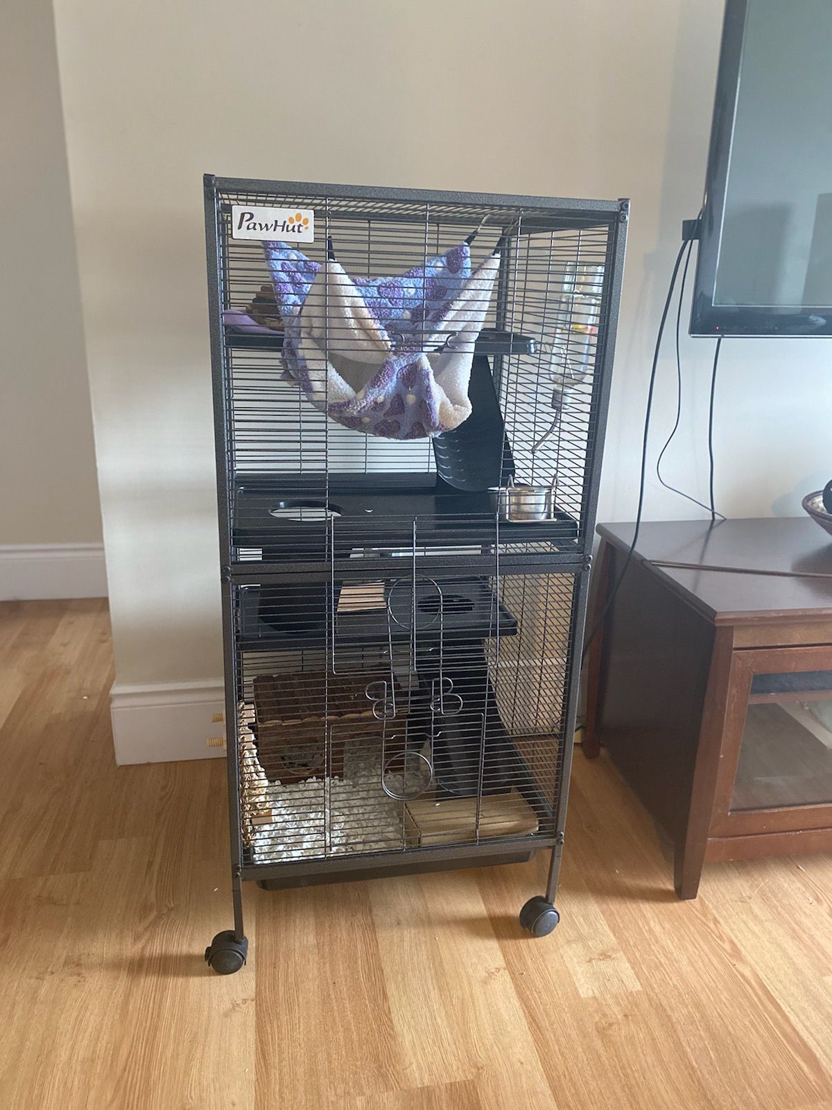 PawHut Rolling Small Animal Cage for Rabbits Hamsters Pet with 4