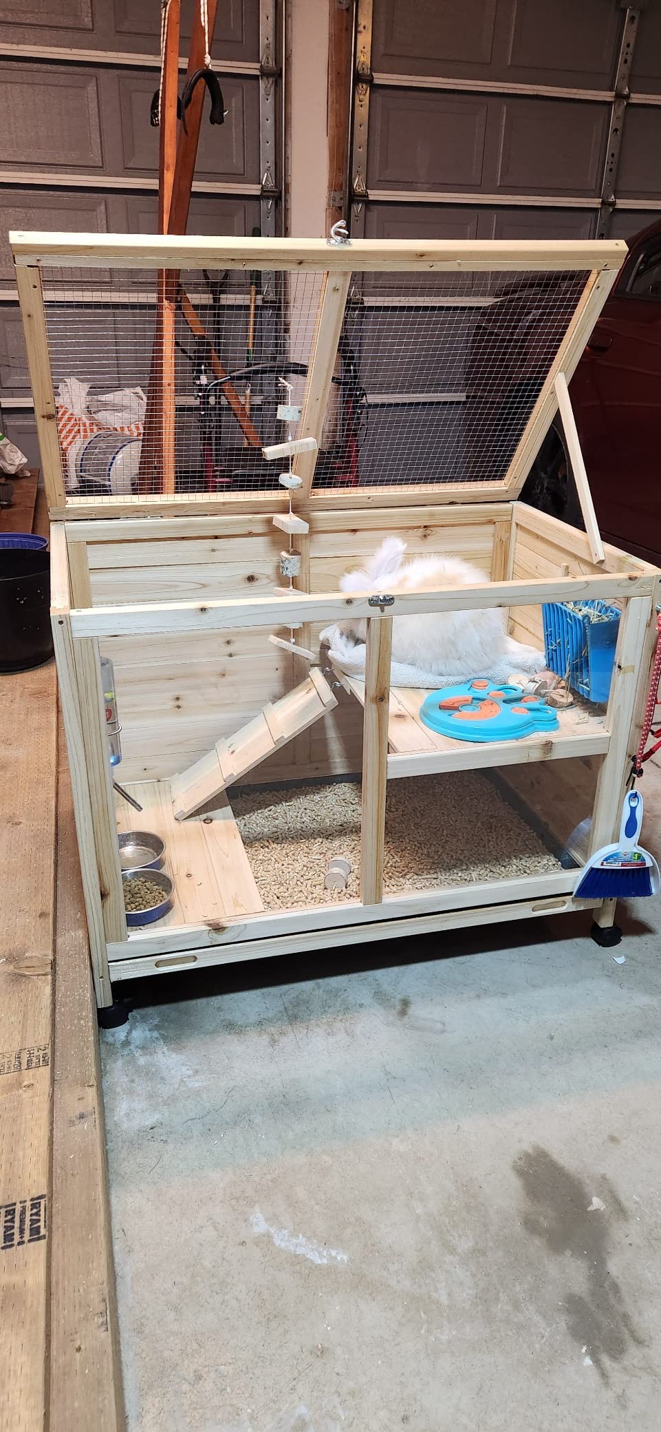 PawHut Solid Wood Rabbit Hutch Bunny Cage Pet Guinea pig House Small