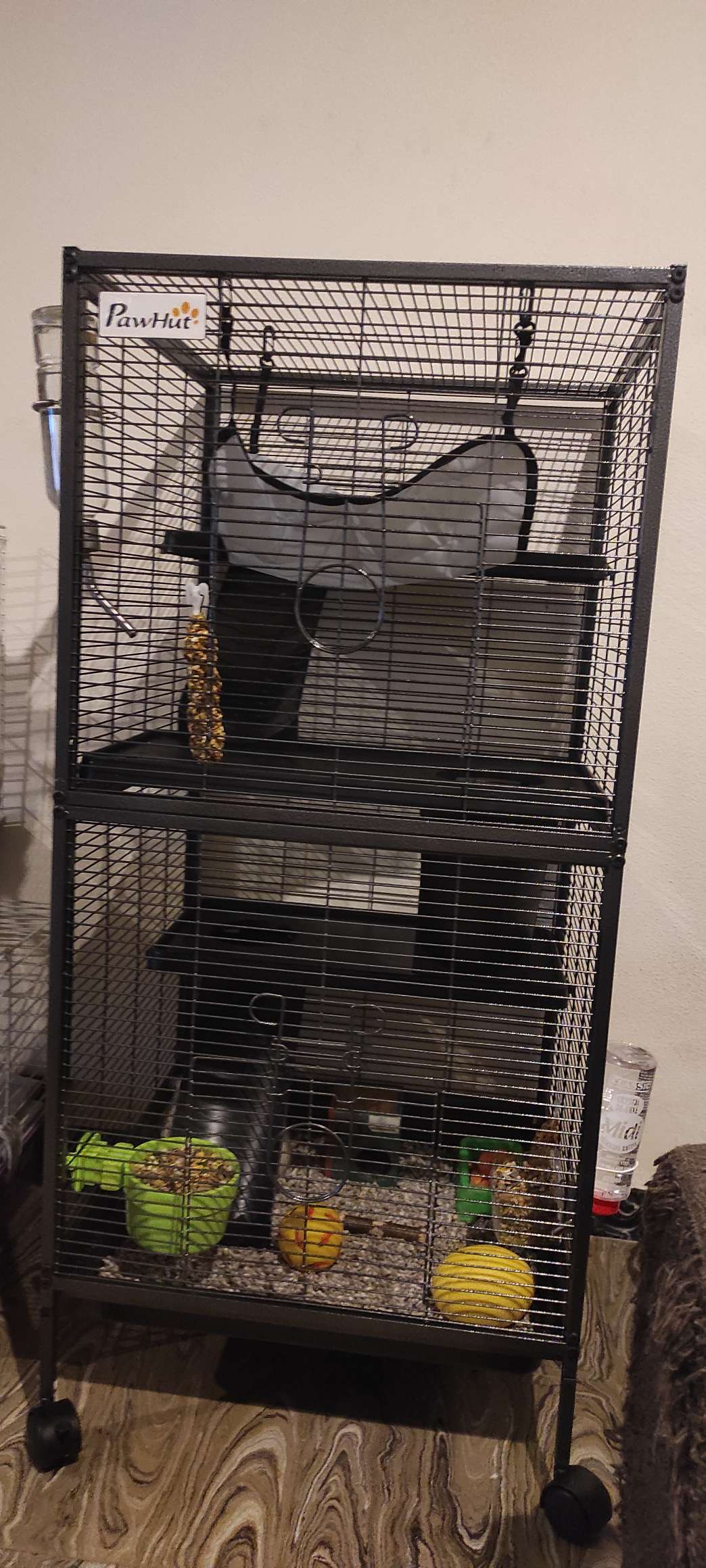 PawHut Rolling Small Animal Cage for Rabbits Hamsters Pet with 4