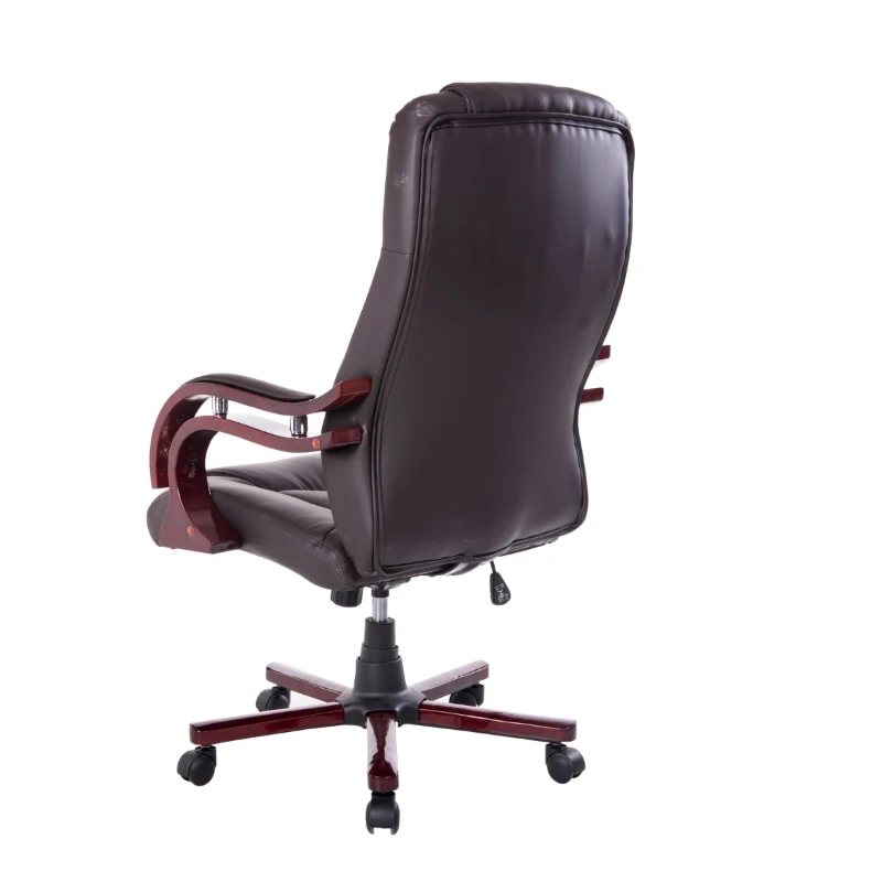 HOMCOM PU / Wood High-Back Executive Swivel  Computer Office Chair, Brown 
