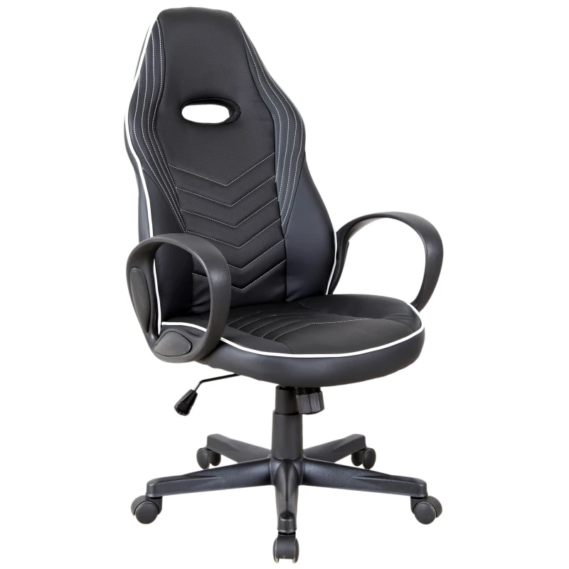 Vinsetto Executive PU Leather Rocking Office/ Gaming Chair Adjustable Padded Seat with Wheels Black/White